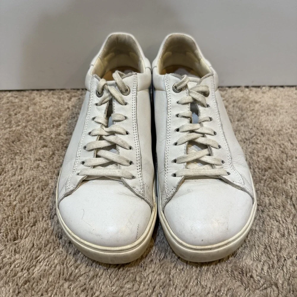 Birkenstock Bend Womens Size 7 White Leather Low Top Sneakers Comfort Cork Sole - Picture 2 of 8